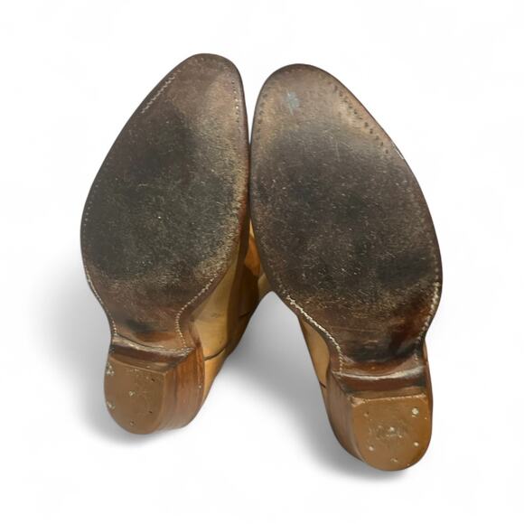 Justin Cowboy Western Boots Style 1106 Camel Tan Leather Men's Size 7.5 E Used - Picture 4 of 9